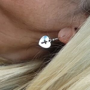 CHRISTIAN CROSS HEART DROP EARRINGS